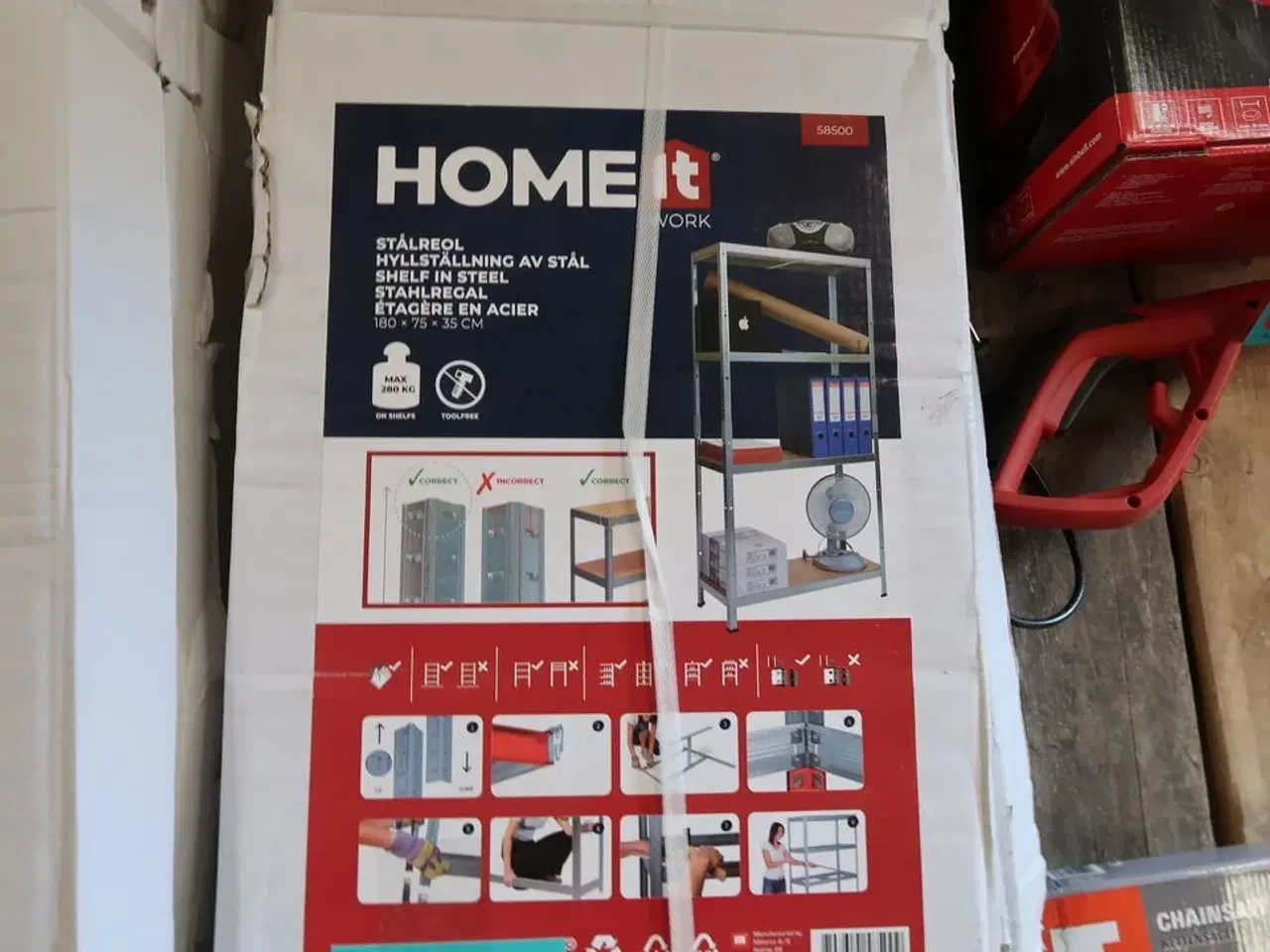 Billede 3 - 3 stk. Work-it Stålreol 4 hylder 280 kg. 35x75x180cm.