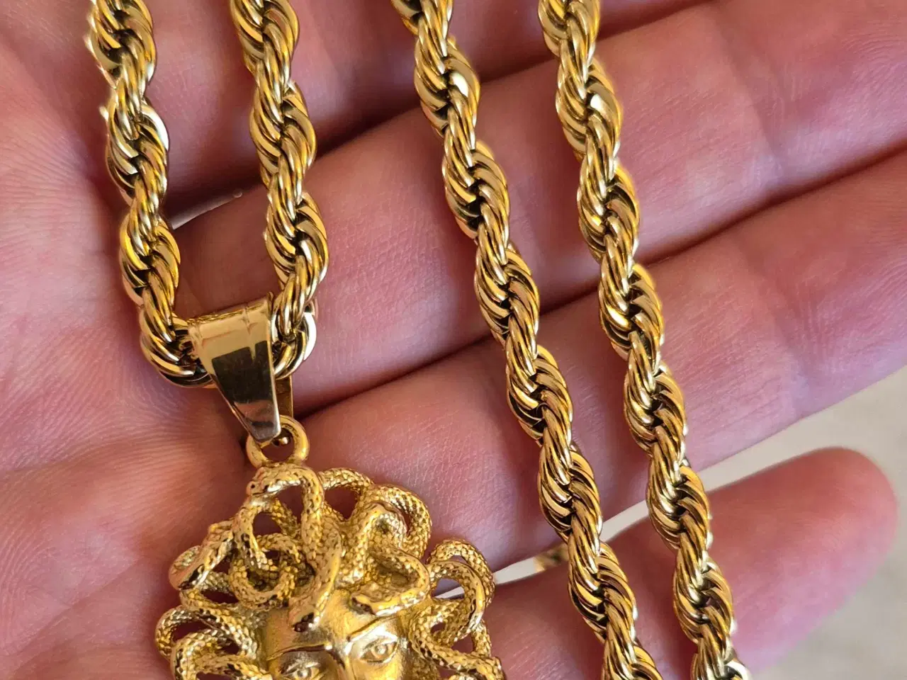 Billede 2 - Goldfilled rope eller franco kæde med medusa