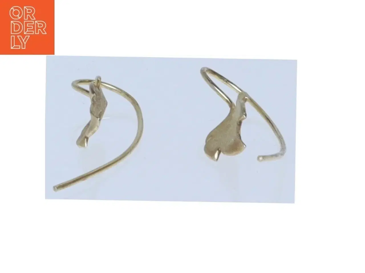 Billede 2 - Guld øreringe med bladform (str. 3,5 cm)