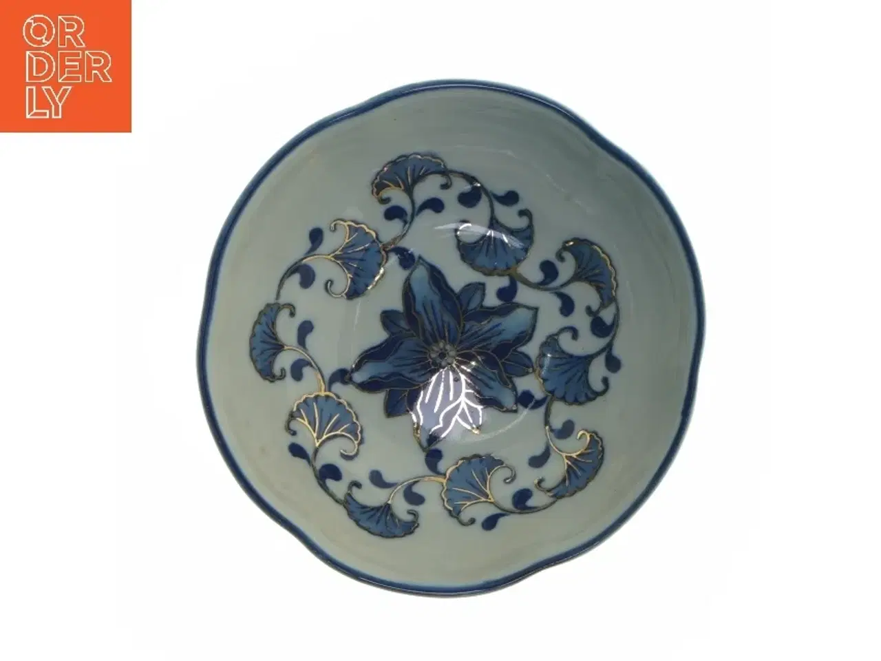 Billede 1 - Keramisk skål med blomstermønster (str. Ø 14 cm)