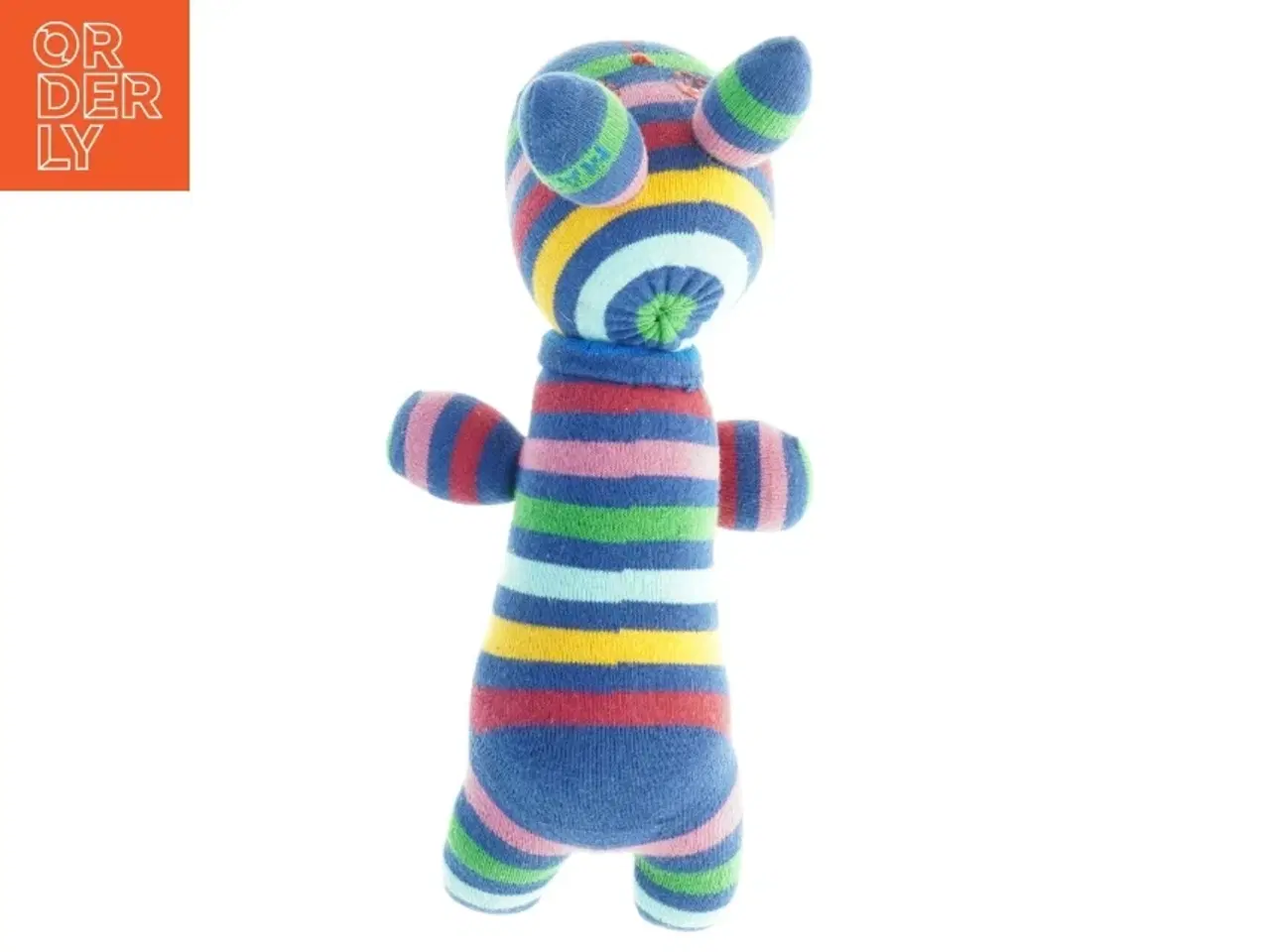 Billede 2 - Stribet stofbamse (str. 30 x 9 cm)