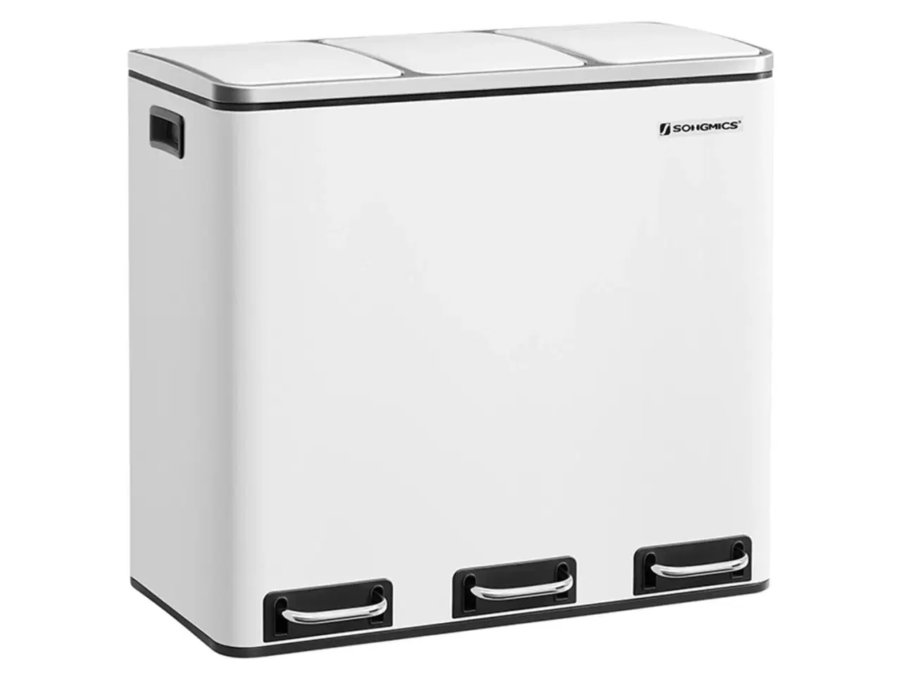 Billede 1 - Skraldespand til affaldssortering 3 x 18 l – SONGMICS pedalspand, hvid
