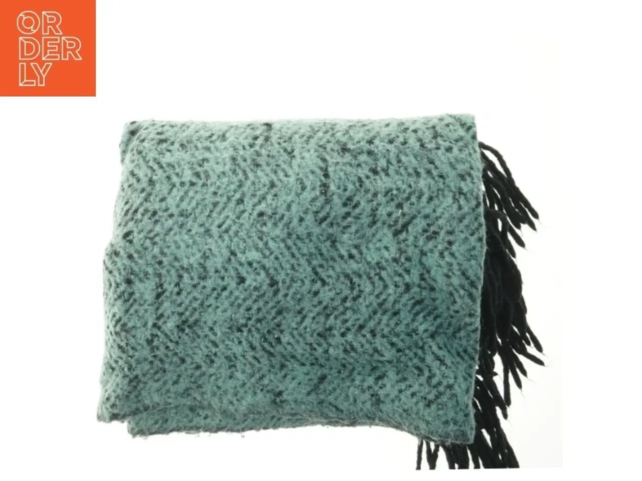 Billede 1 - Blå grøn mønstret tæppe med frynser (str. 140x190 cm)