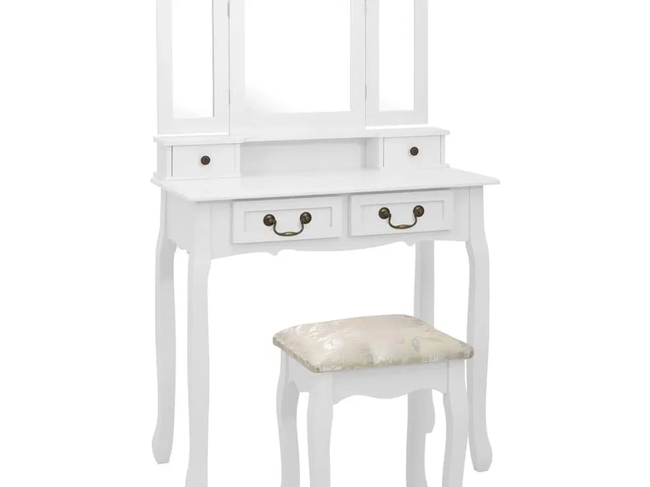 Billede 1 - Sminkebordssæt med taburet 80x69x141 cm kejsertræ hvid