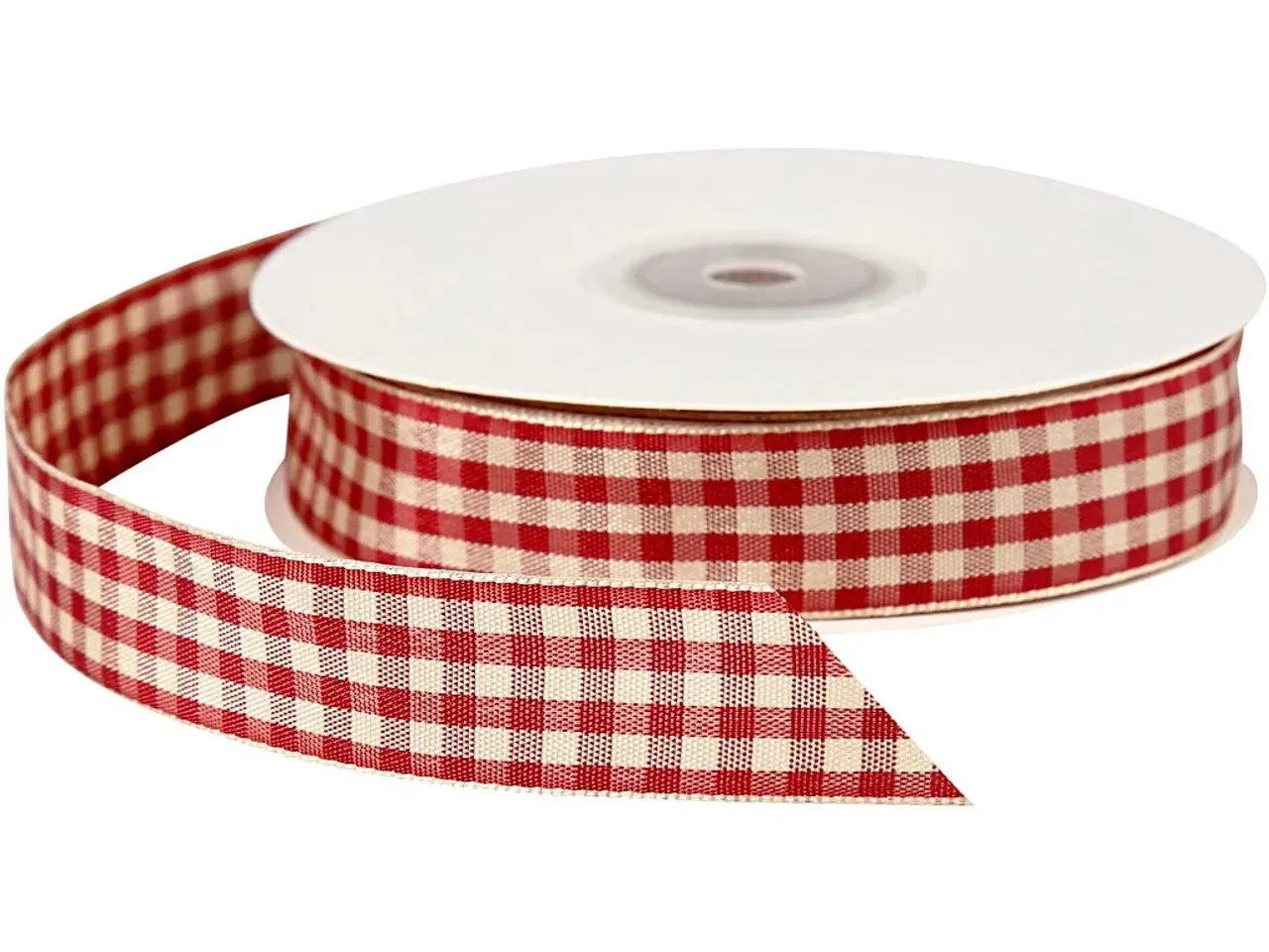 Billede 1 - Ternet bånd, B: 20 mm, gl. rød/hvid, 25 m/ 1 rl.