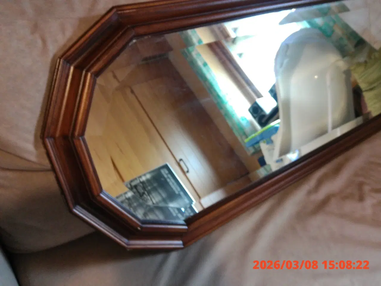 Billede 4 - Rektangulært spejl med facetslebet glas 