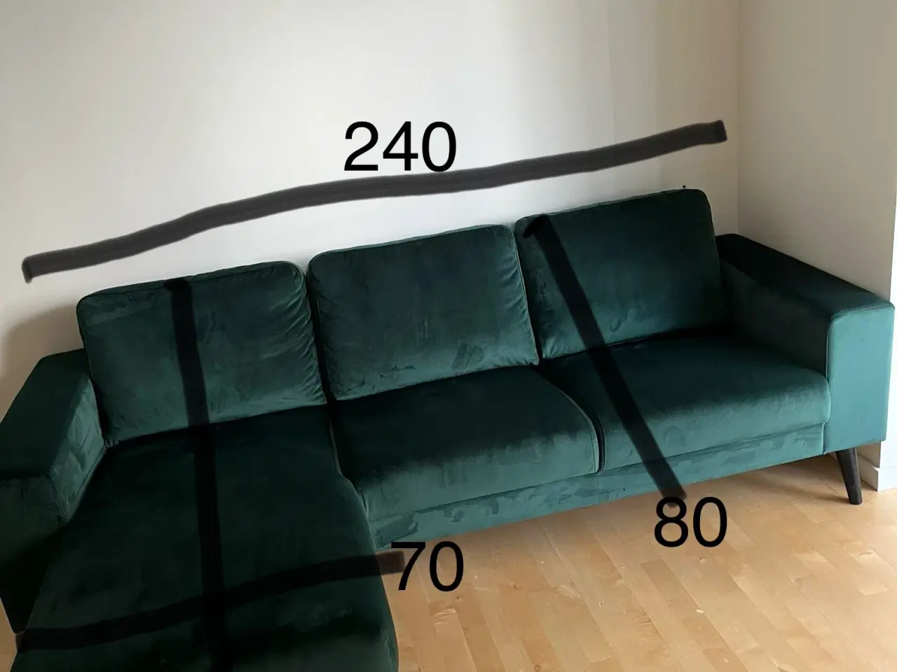 Billede 2 - Sofa i grøn velour 