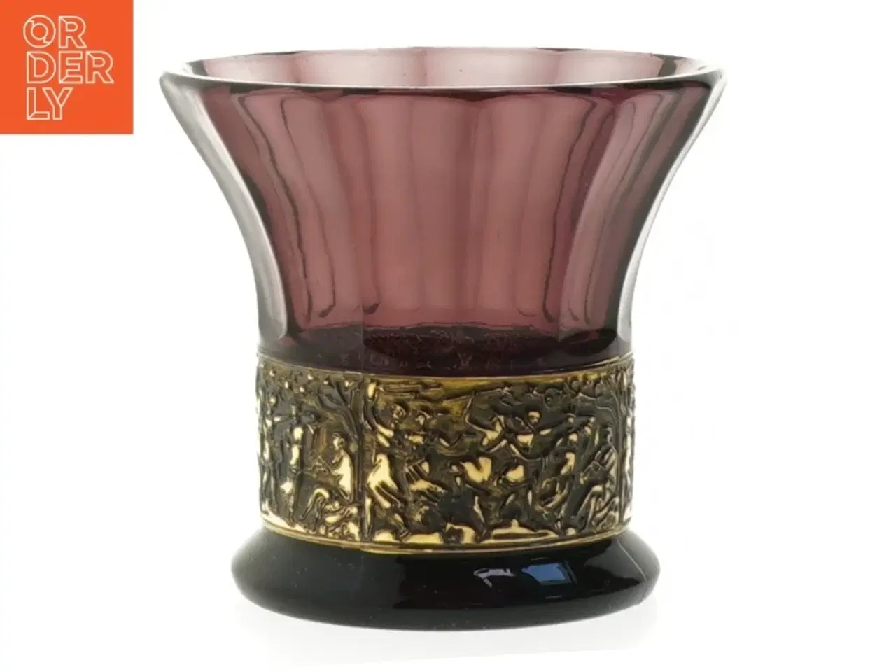 Billede 2 - Antik ametyst Glasvase med guldbånd fra Walther (str. Ø 10 cm)