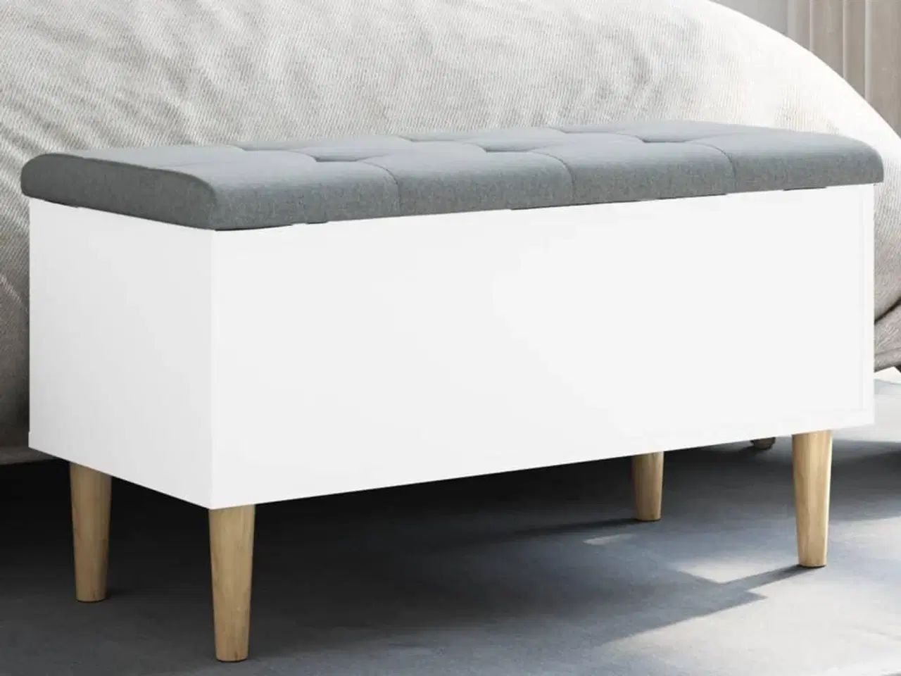 Billede 1 - Opbevaringsbænk 82x42x46 cm konstrueret træ hvid