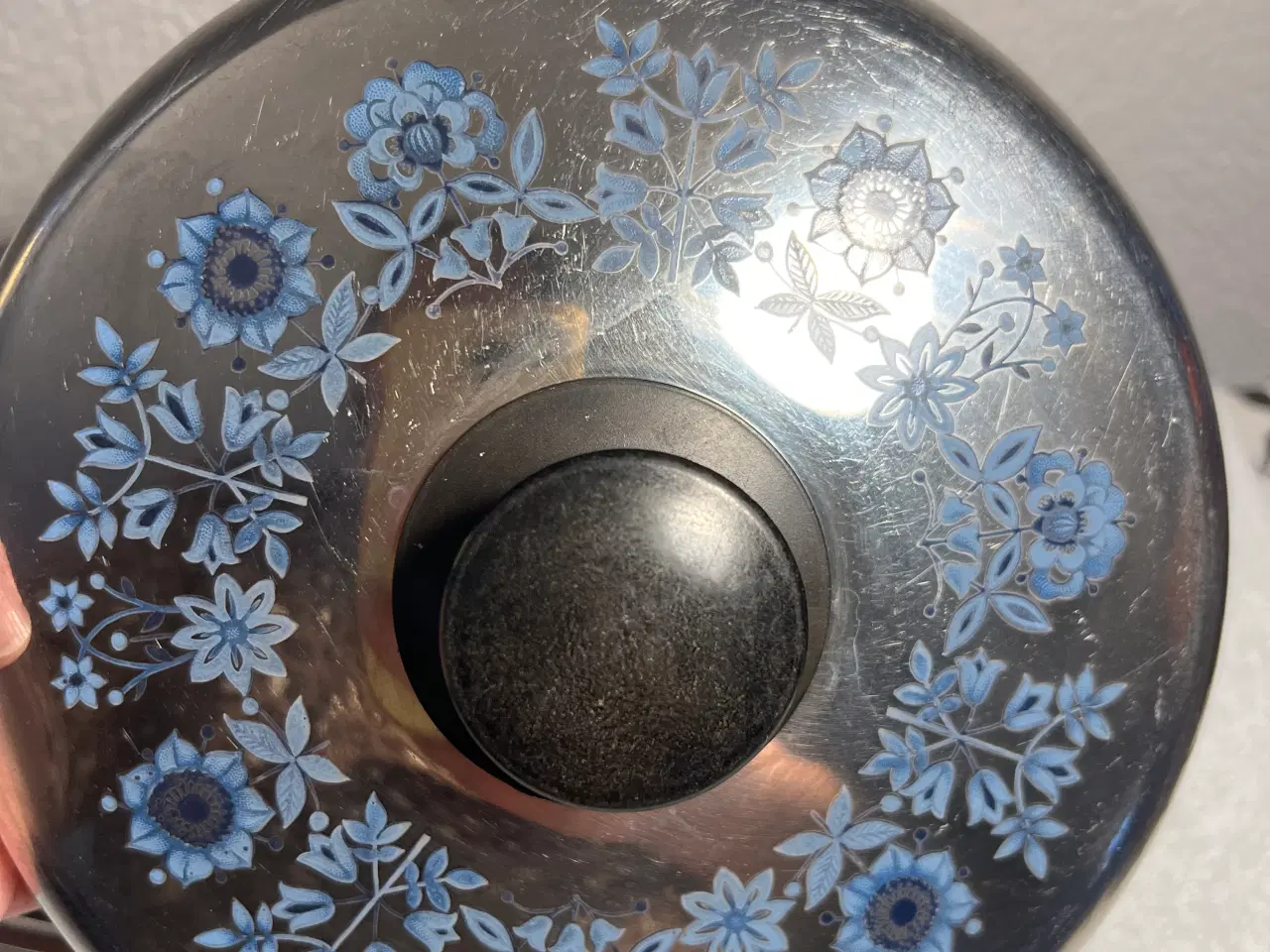 Billede 3 - Retro Kasserolle med blå blomster.