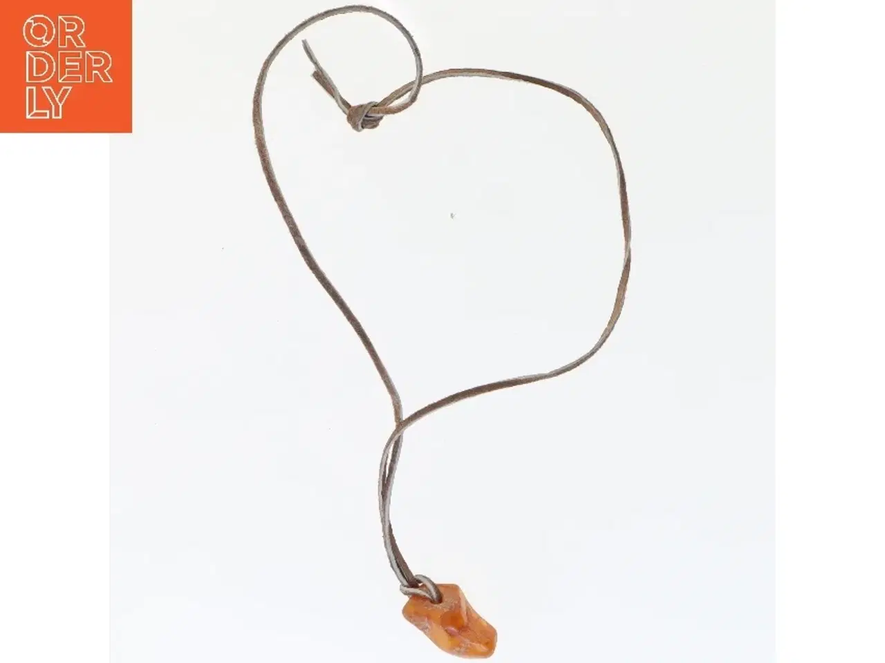 Billede 1 - Halskæde med ravvedhæng (str. 33 cm)