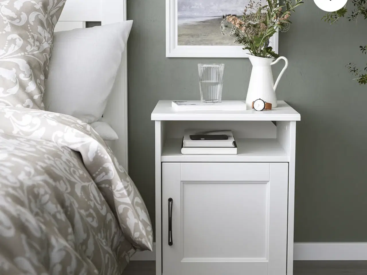 Billede 1 - Sengebord, hvid SONGESAND