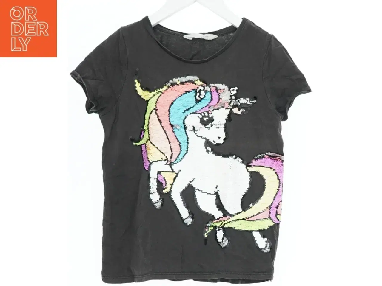 Billede 1 - Sort T-shirt med enhjørning fra H&M (str. 140)