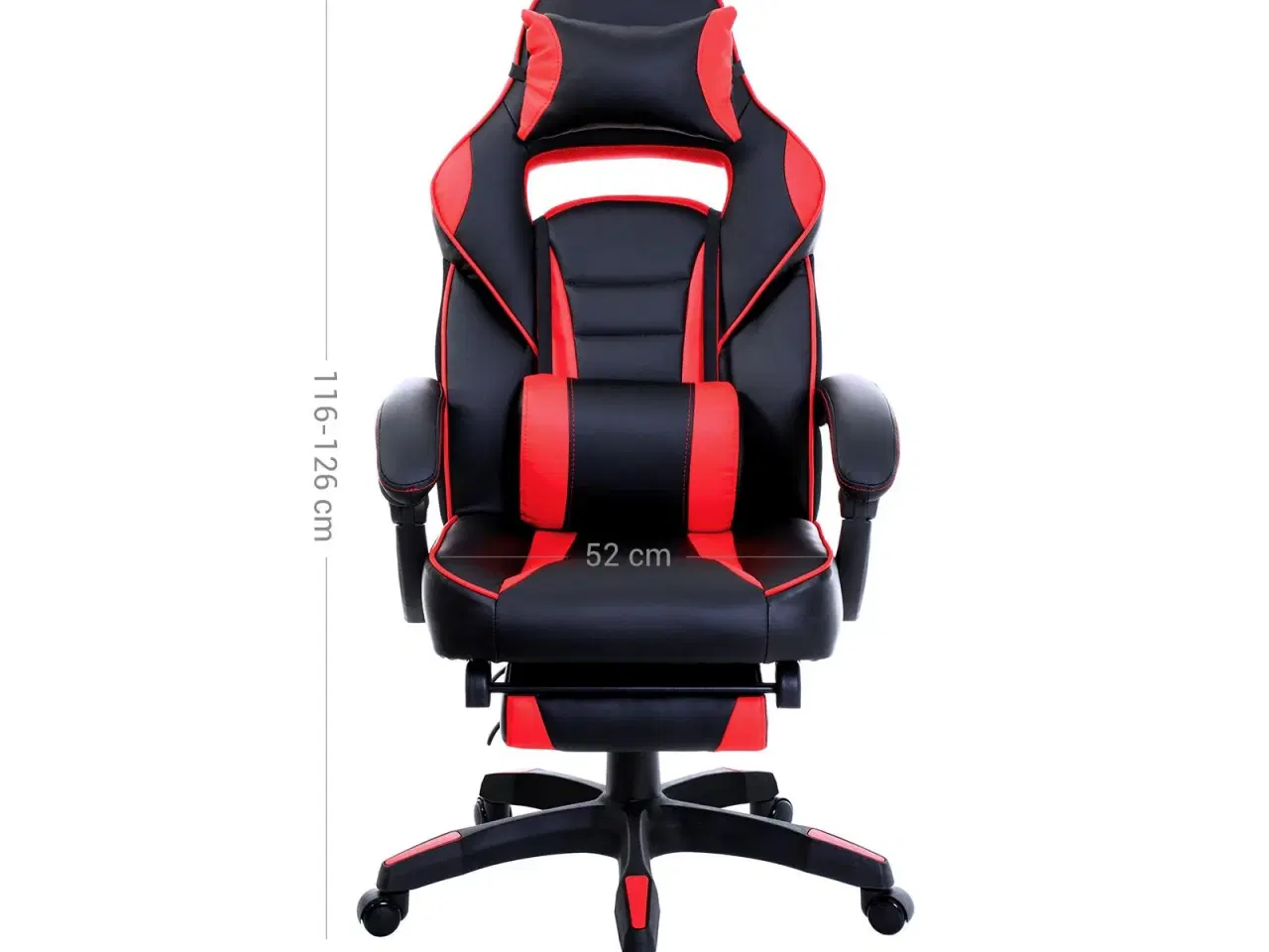 Billede 6 - Gaming stol SONGMICS – racer kontorstol med fodstøtte, ergonomisk, vippefunktion, hoved- og lændestøtte, 150 kg, sort/rød