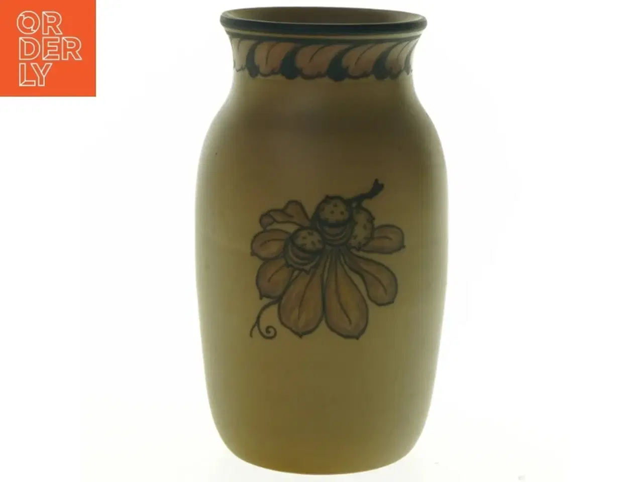 Billede 2 - Bornholmsk keramikvase med blomsterdekoration (str. H. 20 cm)