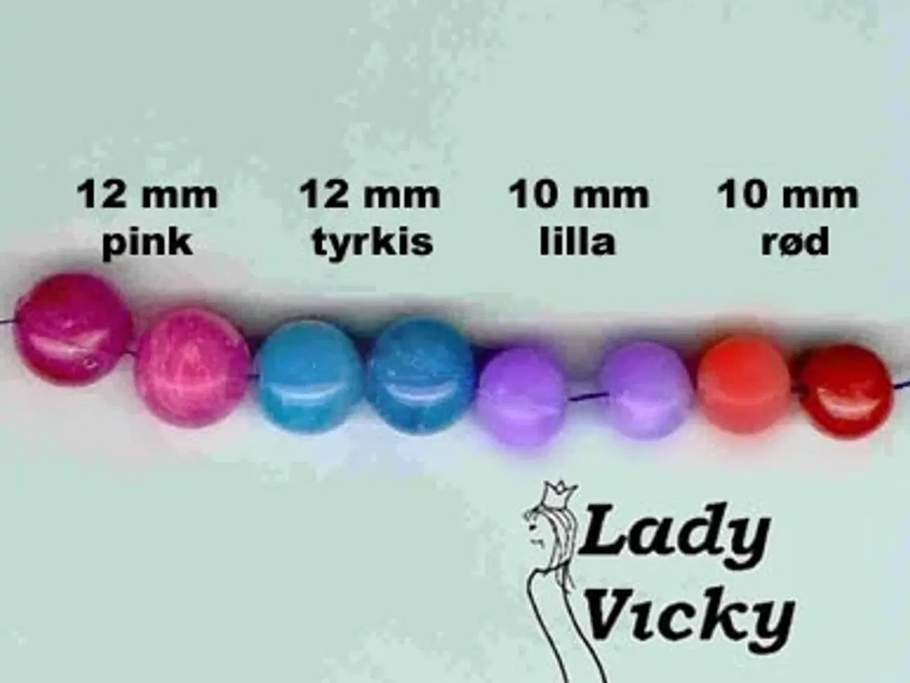 Billede 3 - Armbånd med marmorerede perler og metal romber