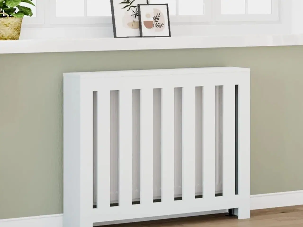 Billede 1 - Radiatorskjuler 104x20x82 cm konstrueret træ hvid