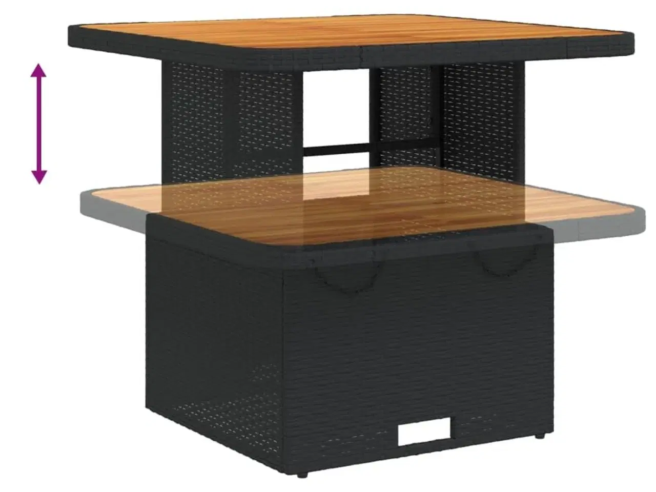 Billede 4 - Havebord 80x80x71 cm polyrattan og akacietræ sort