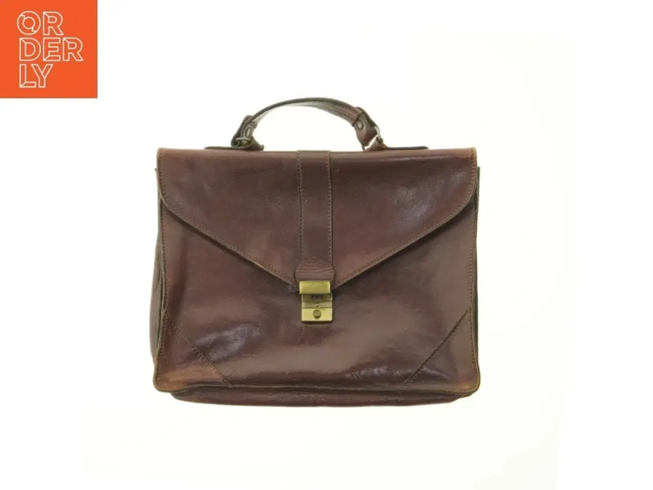 Billede 1 - Vintage brun lædertaske (str. 39x32 cm)