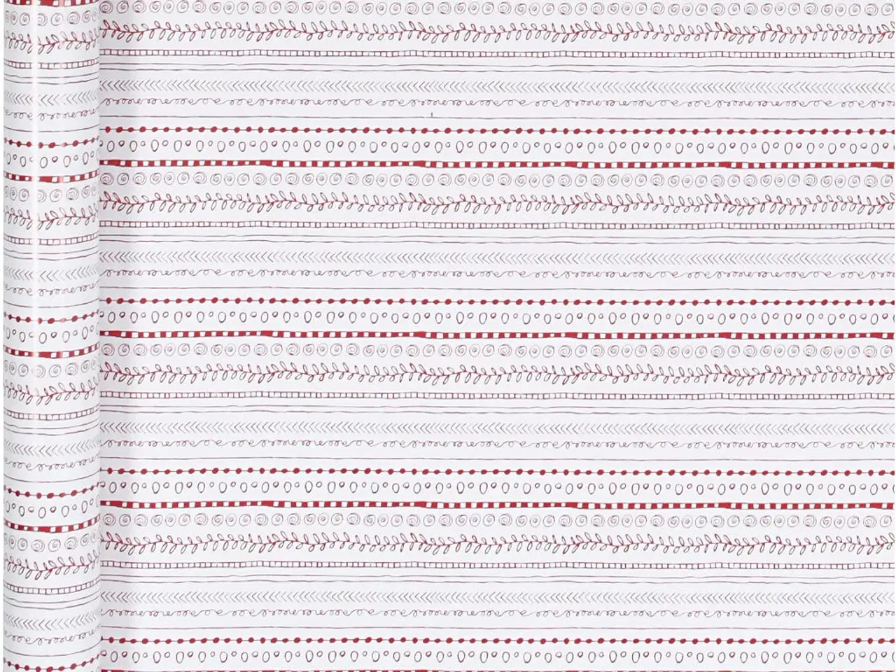 Billede 1 - Doodle Gavepapir - Rød/Hvid, 70 cm x 4 m, 80 g