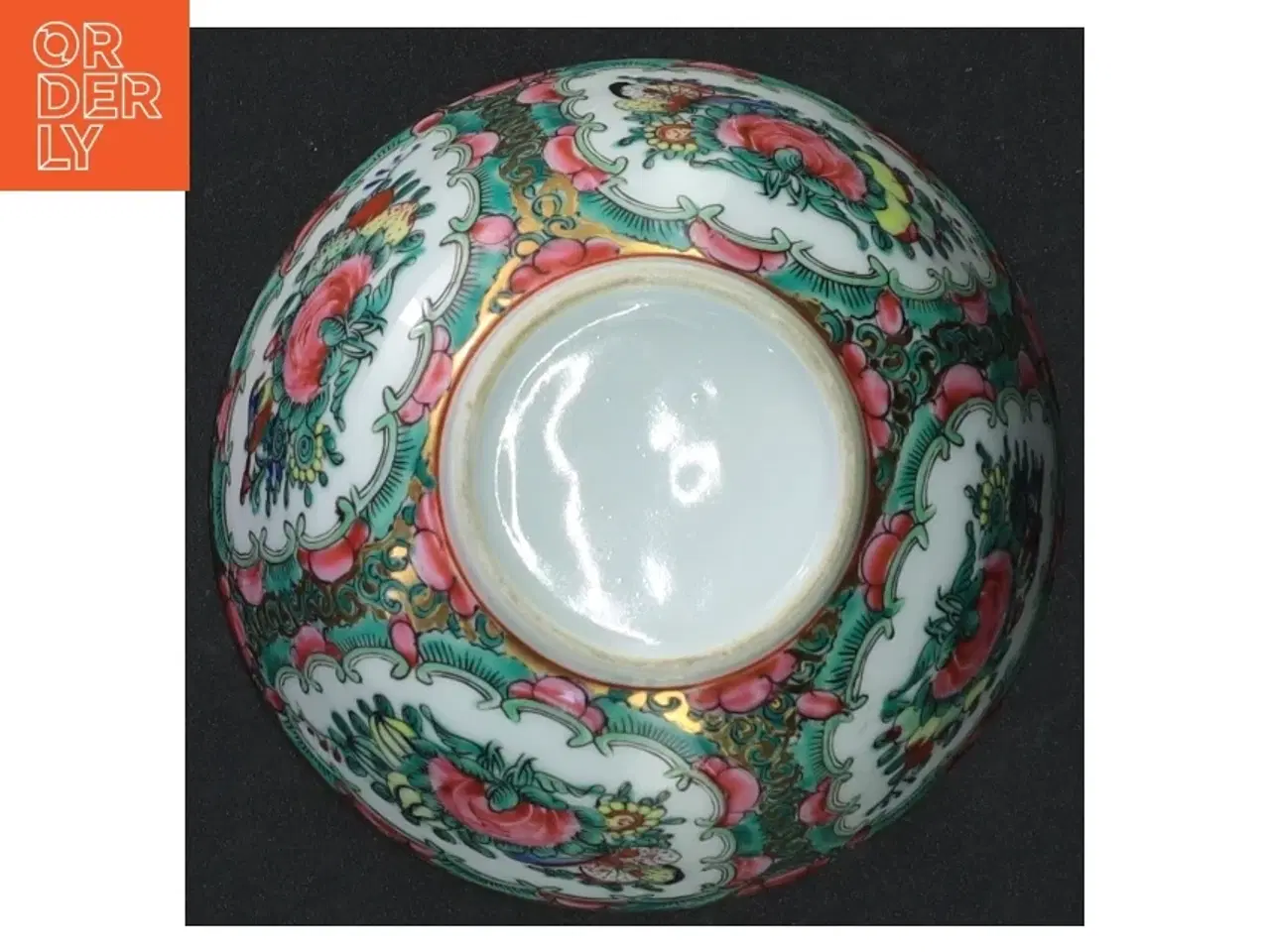 Billede 3 - Porcelænsskål med farverig dekoration (str. Ø 12 cm)