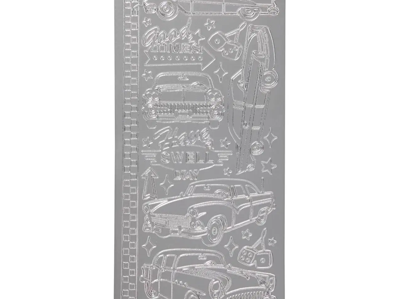 Billede 1 - Stickers, biler, ark 10x23 cm, sølv, 1 ark