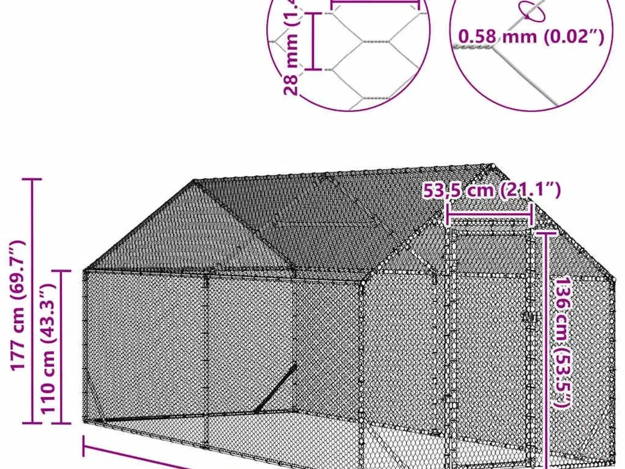 Billede 10 - Hønsebur Sølv 400x170x177cm Galvaniseret stål