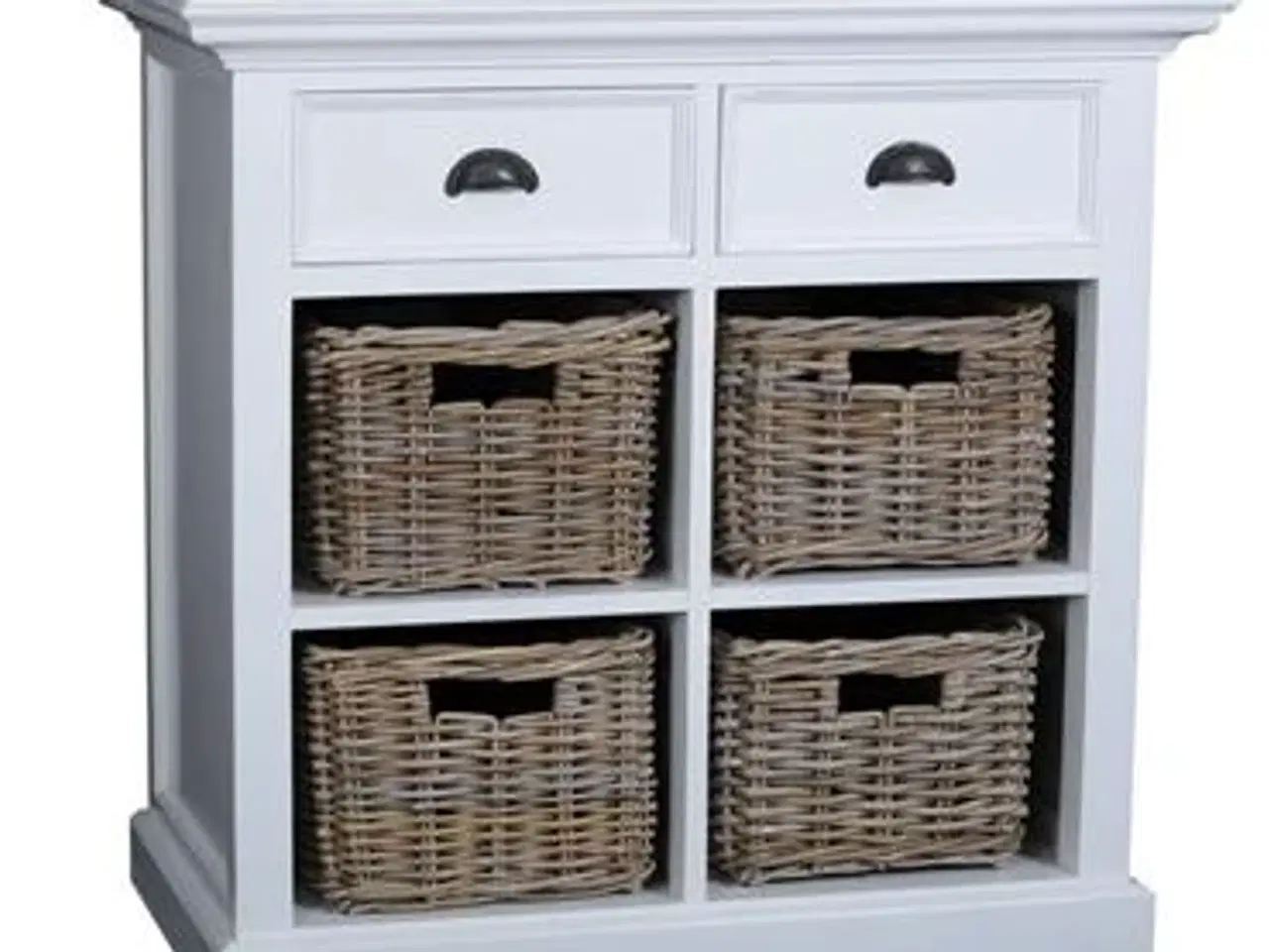 Billede 1 - Lille smart kommode i hvid mahogni med 4 kurveskuf