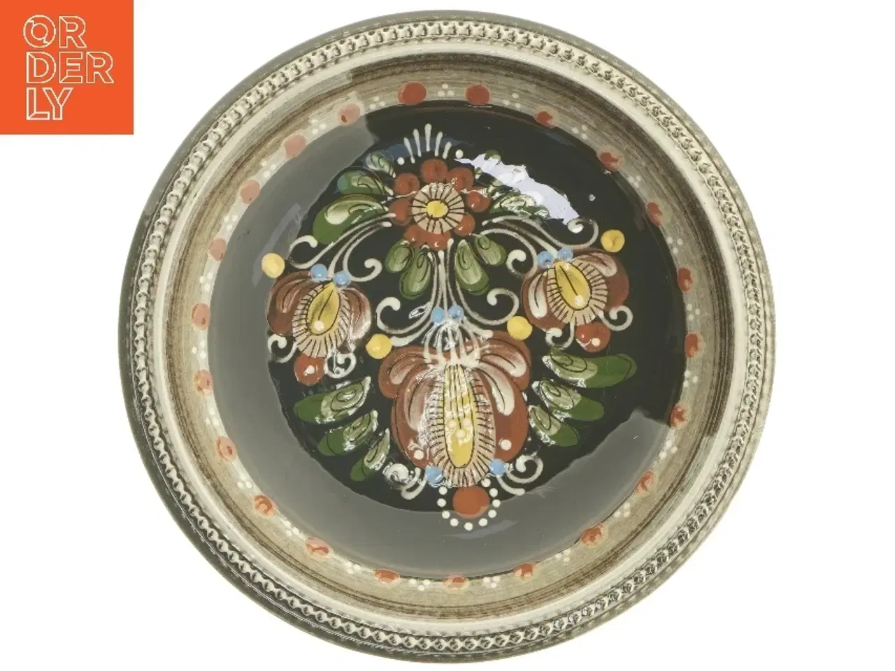 Billede 1 - Keramikfad med blomsterdesign fra Kohler Biel (str. Ø 26 cm)