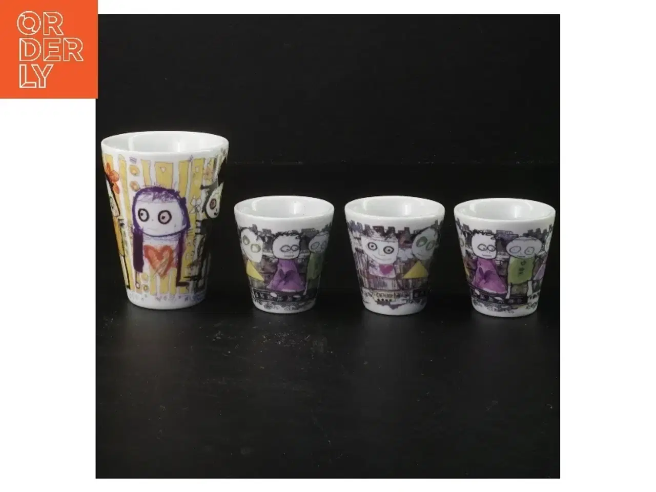 Billede 1 - Sæt af fire kaffekrus med kunstnerisk design fra Aida (str. 5 og 8,5 cm)
