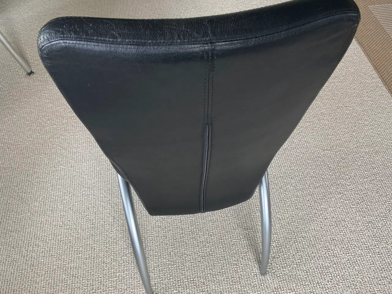 Billede 5 - 6 stk Flotte Spisebordsstole Ægte Læder og Børstet