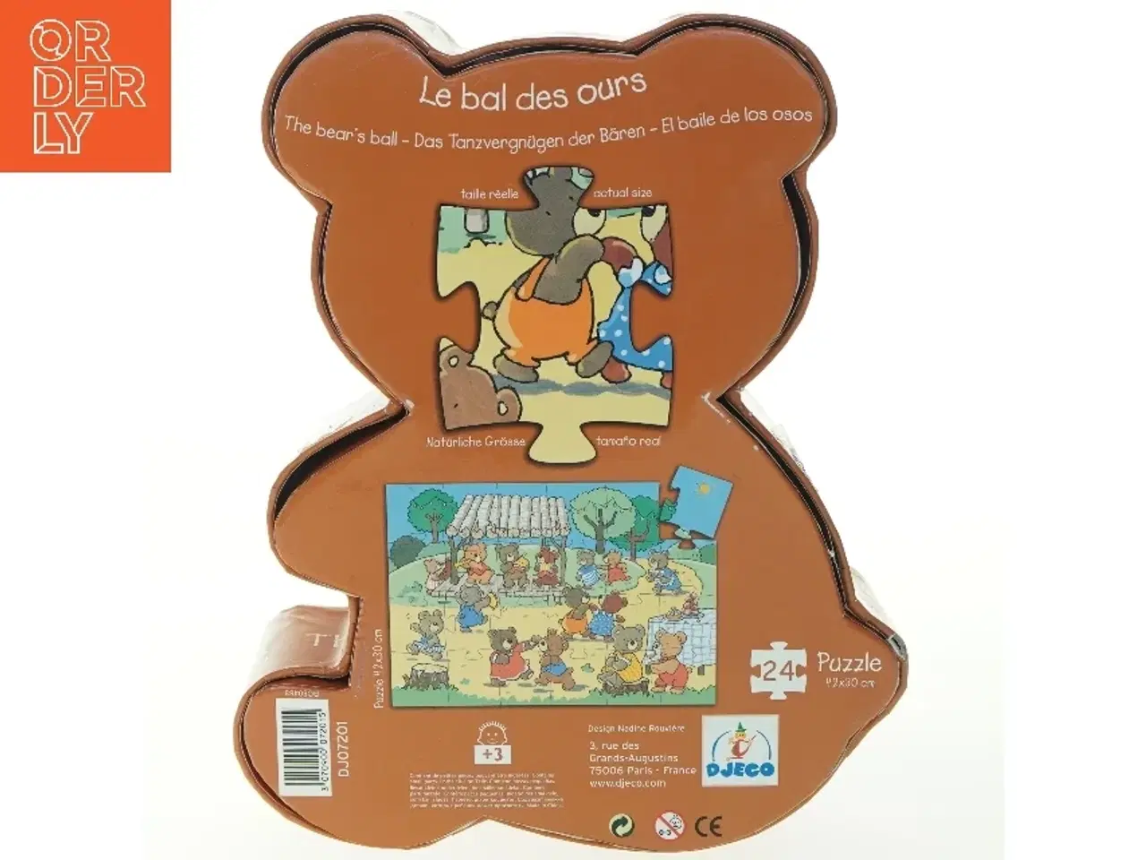 Billede 3 - Bjørnebal puslespil i bjørneformet æske fra Djeco (str. 42 x 30 cm)