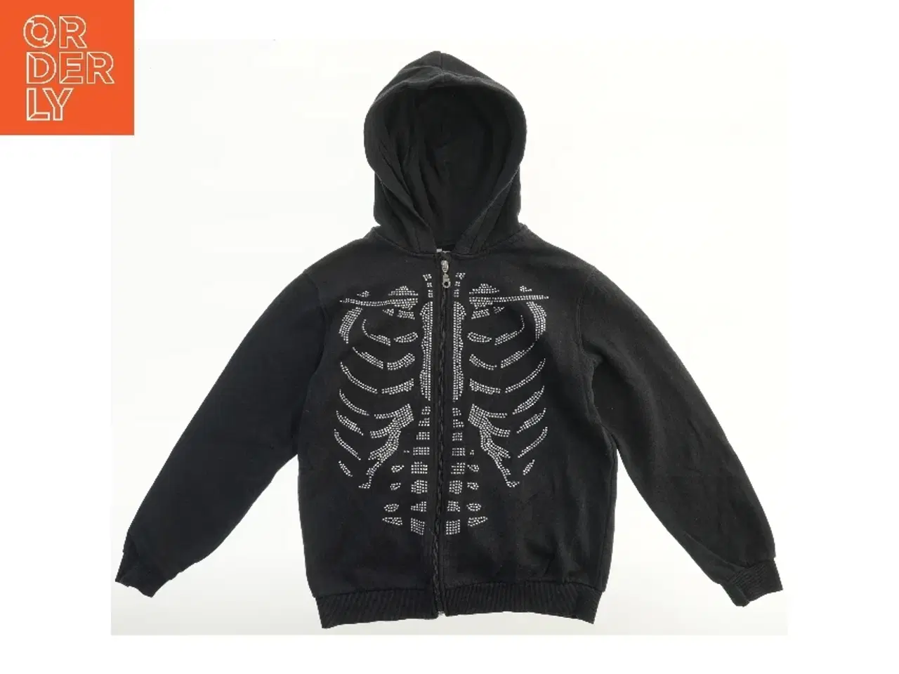 Billede 2 - Sort hættetrøje med skeletdesign fra H&M (str. 146)