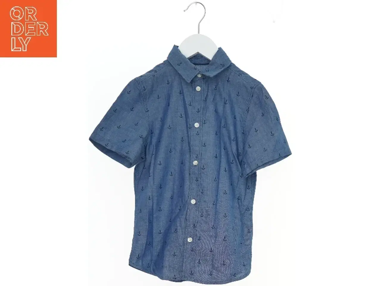Billede 1 - Skjorte med korte ærmer og ankerprint fra Logg (str. 122)