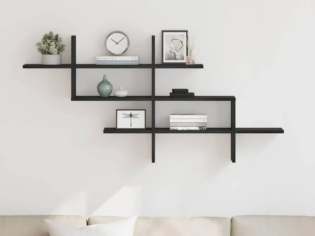 Billede 3 - Væghylde 124,5x18x60,5 cm konstrueret træ sort egetræsfarve