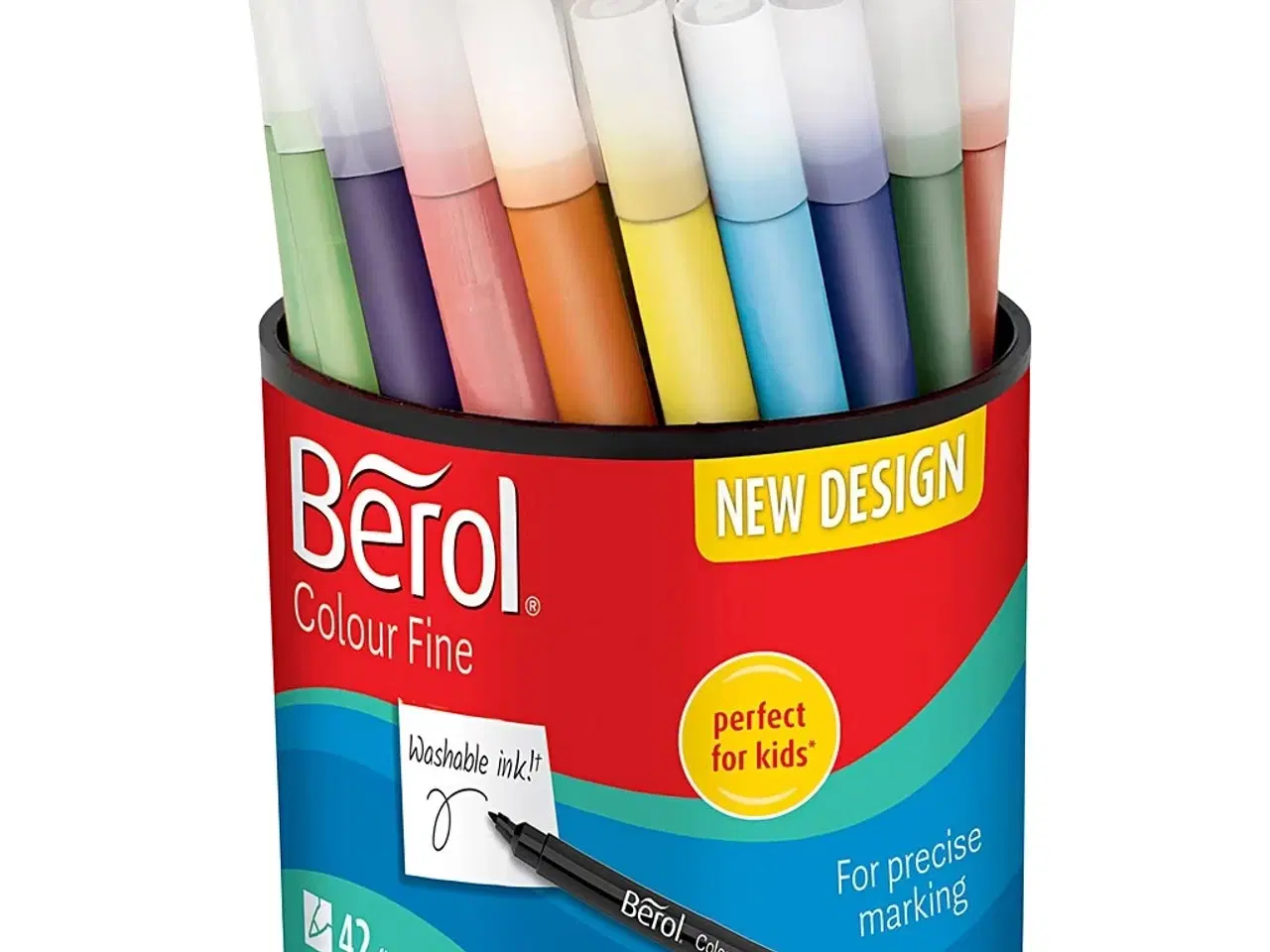 Billede 1 - Berol Colourfine Tusch, diam. 10 mm, streg 0,3-0,7 mm, ass. farver, 42 stk./ 1 ds.