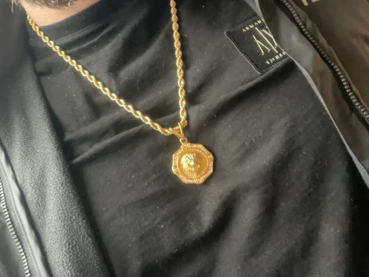 Billede 4 - 5mm 14kt goldfilled rope chain med løve vedhæng