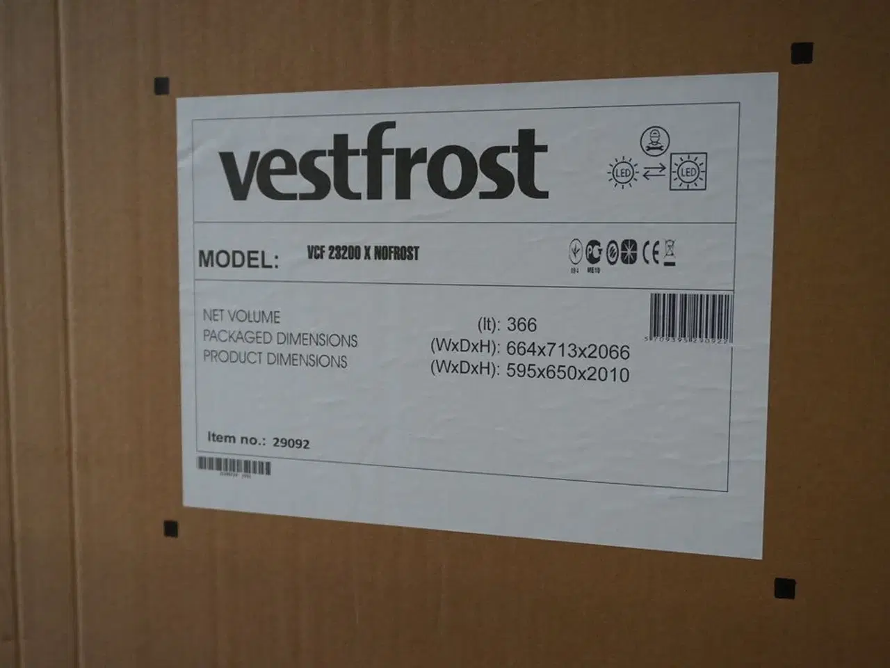 Billede 2 - VESTFROST køle- og fryseskab - model VCF 23200 X NOFROST