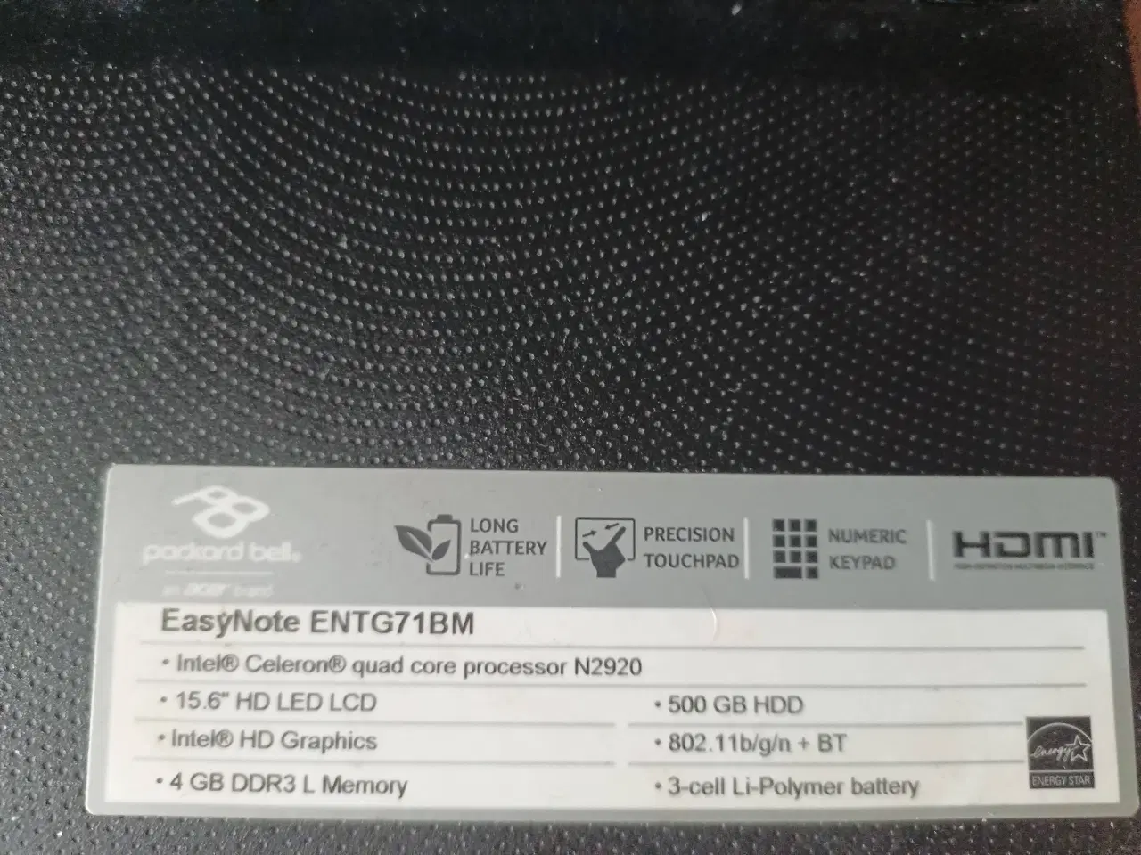 Billede 1 - EasyNote ENTG71BM Packard Bell Laptop Bærbar