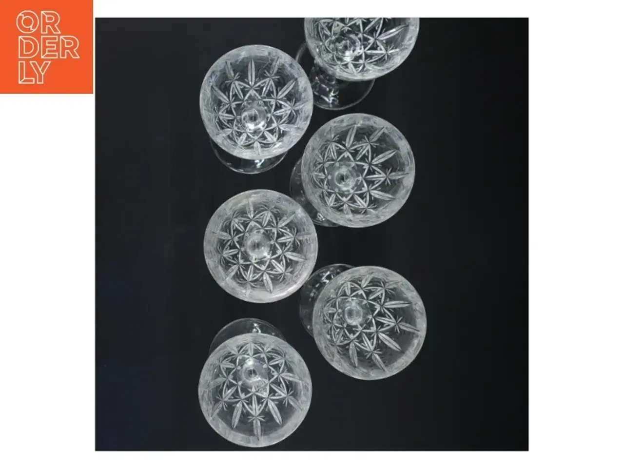 Billede 2 - Sæt af seks krystalglas (str. 20x8 cm)