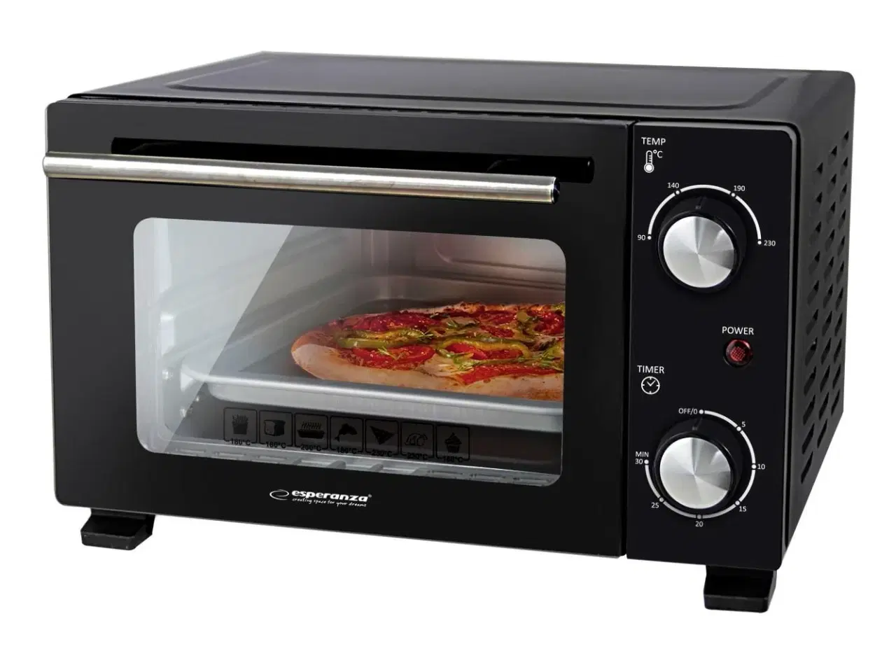 Billede 2 - Miniovn Esperanza 10 l – 800 W, sort