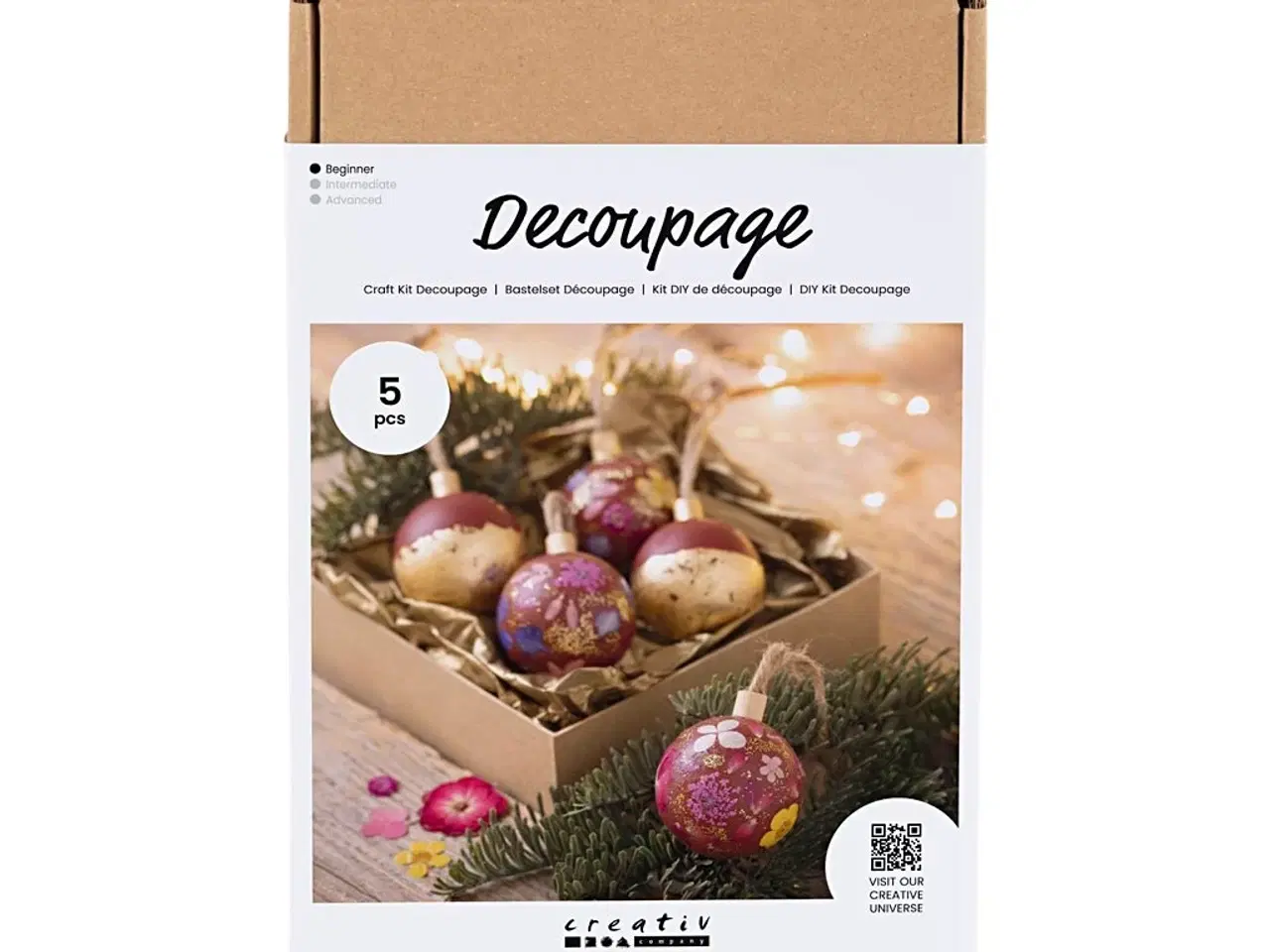 Billede 1 - DIY Kit Decoupage, Tørrede blomster, julerød, 1 pk.