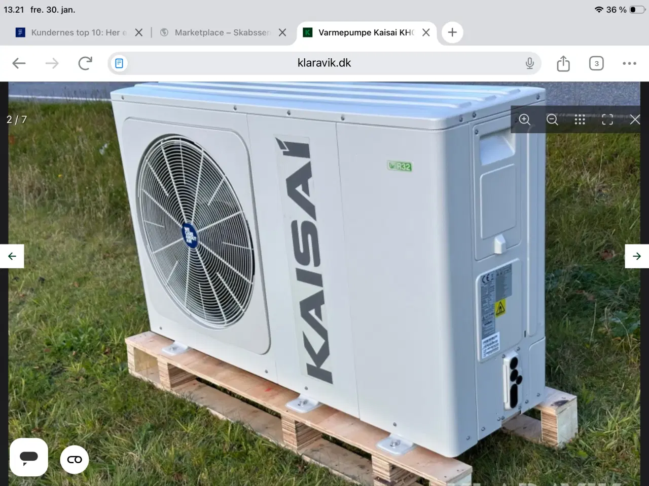 Billede 2 - 14 KW Kaisai Varmepumpe Står. På Nordfyn……