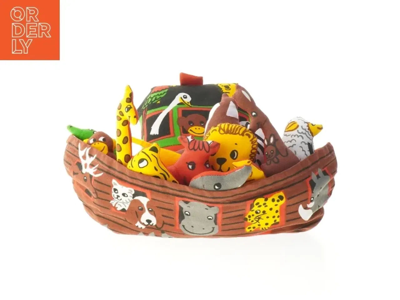 Billede 3 - Stofbåd med dyrefigurer Noahs ark(str. 21x33 cm)