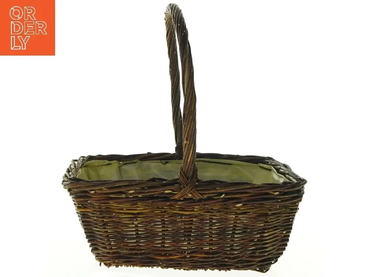 Billede 2 - Fletkurv med plastikforing (str. H med hank. 23 cm. 19 x. 15 cm)