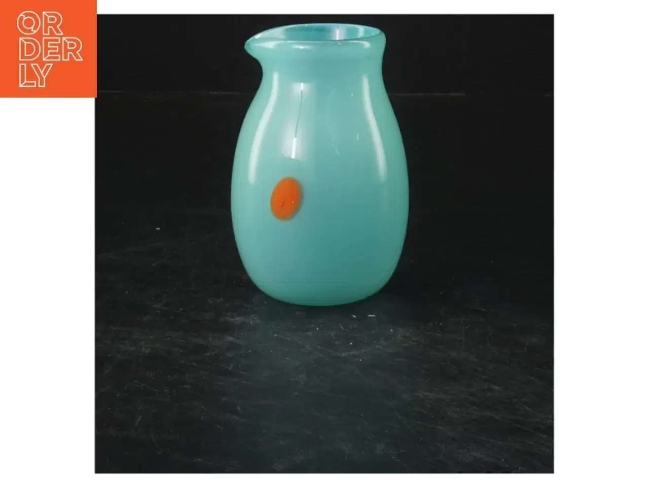 Billede 1 - Blå glasvase med prikker (str. 10x5,5 cm)