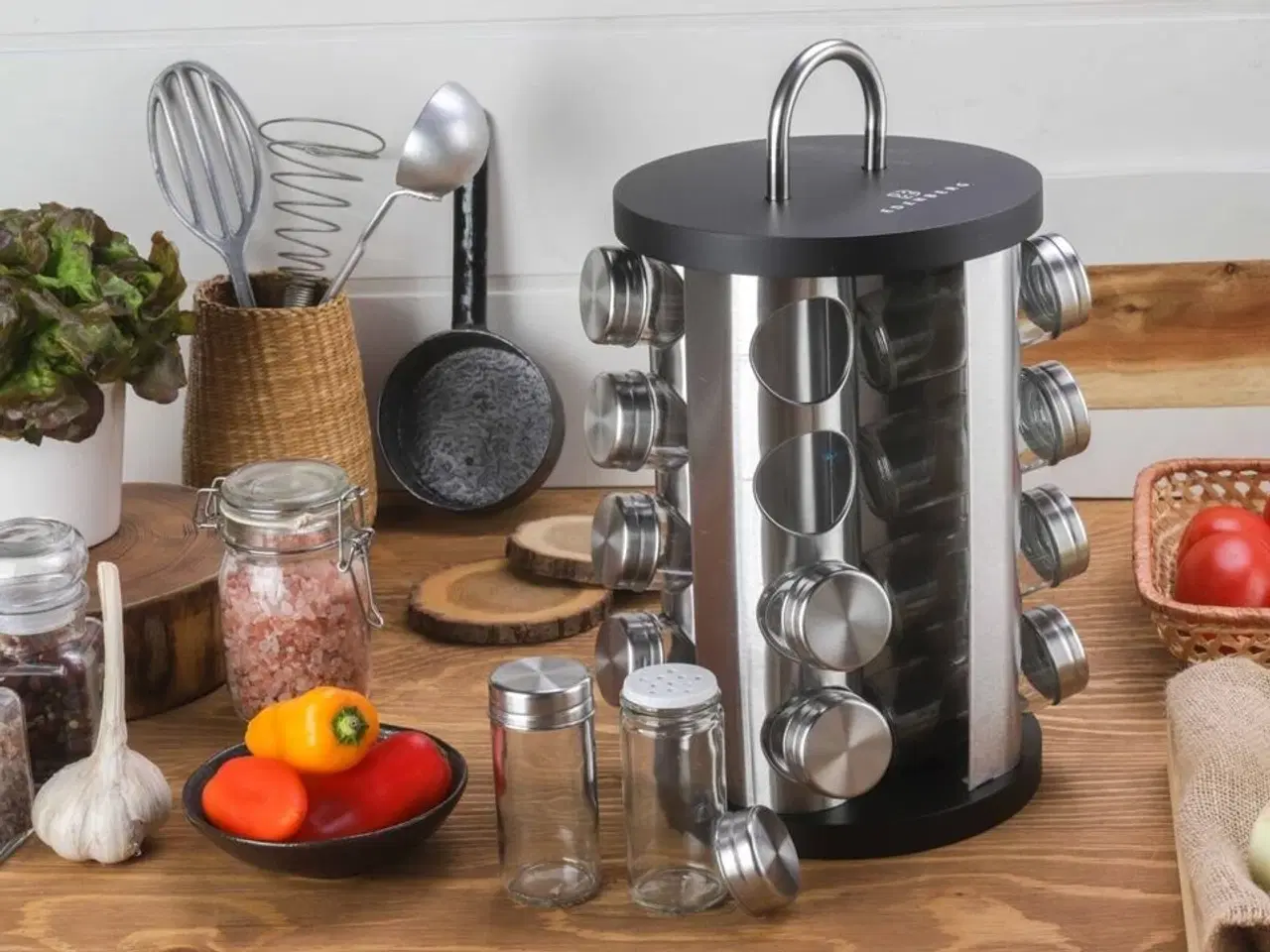 Billede 1 - Kryderisæt med 16 kryderiglas og roterende stander.