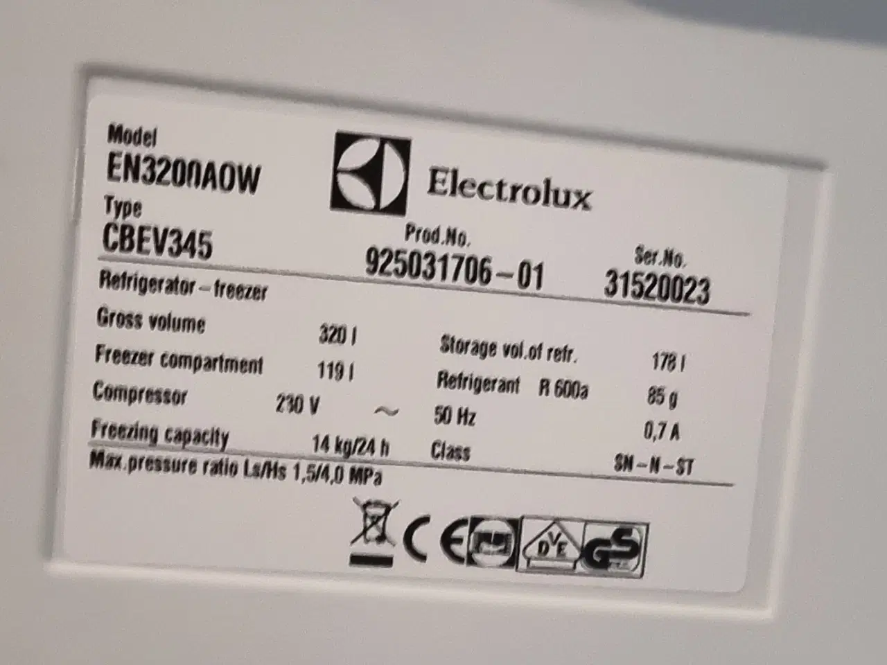 Billede 7 - Electrolux køle/fryse skab - 175 cm. Fritstående