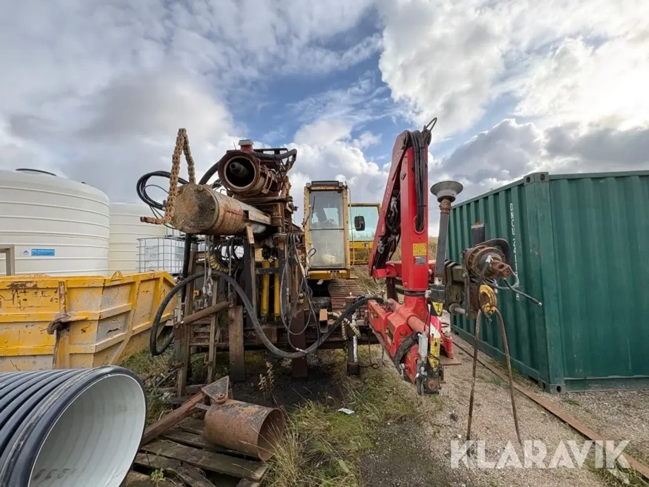 Billede 7 - Gravemaskine Caterpillar 219 ombygget med Knebel boretårn og Fassi kran