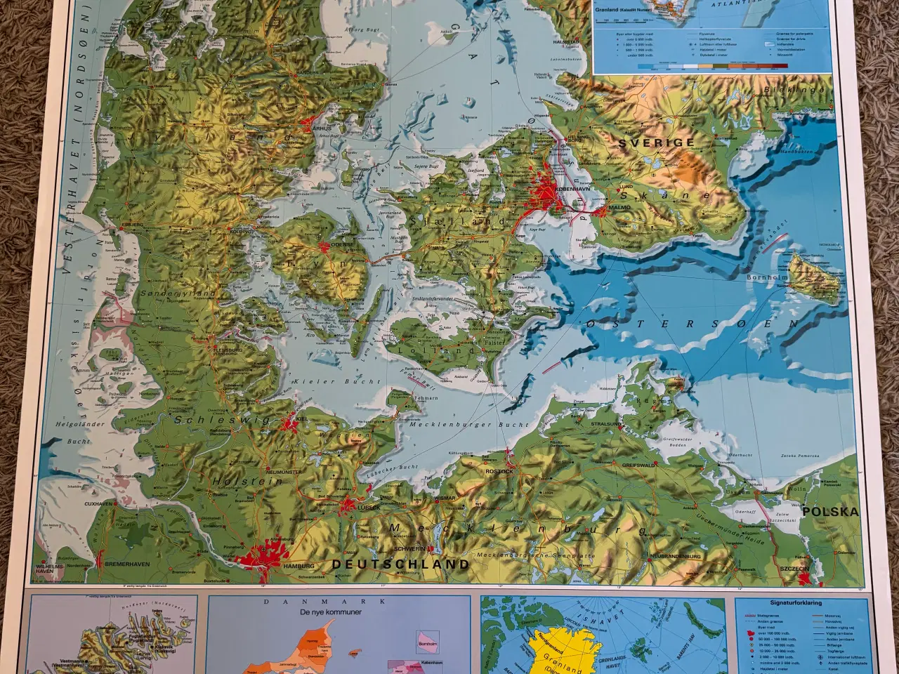 Billede 1 - Danmarkskort til væg. 